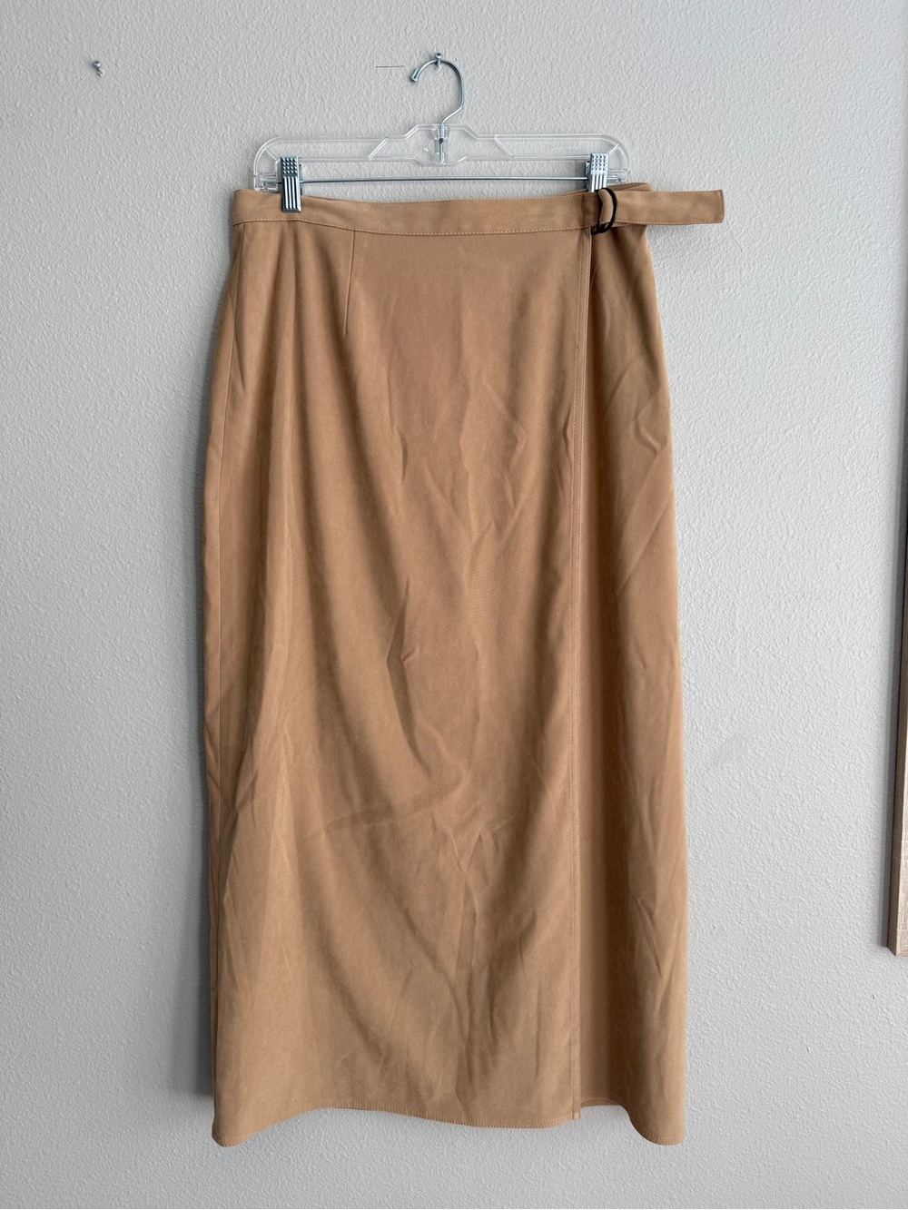 Vintage 90s High Rise Tan A-Line Midi Skirt Talbots Womens Sz 12
